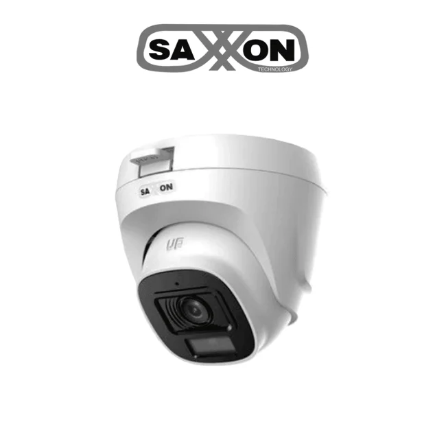 SAXXON SUA-HAC-T20P-0280B- Cámara Turret de 2 Megapíxeles/ Lente de 2.8 mm con Visión de Apertura de Hasta 100°/ Policarbonato/ IR de Hasta 20m / Fácil Instalación/ Ideal para Interiores