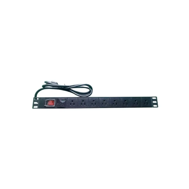 SAXXON PDU08-10A - Barra PDU con 8 Contactos Individuales , 10 Amp , 120V , 1UR , Protección contra rayos , Aleación de Aluminio