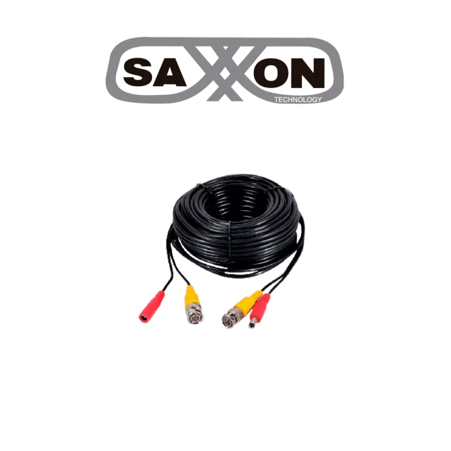 SAXXON SXWB40 - Cable Coaxial Siamés Armado / Conector BNC de Video / Conector de Alimentación / 40 Metros / 100% Cobre / Optimizado para cámaras 4K / Uso en interior
