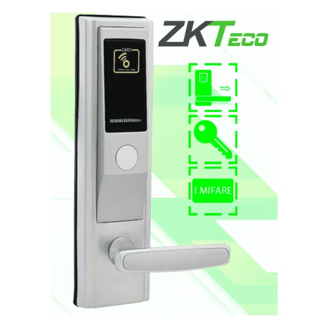 ZKTECO LH3600R - Cerradura Derecha para Hotel con Tecnología Mifare 13.56 MHz, Compatible con Puertas de 35 a 55 mm de Grosor, Estándar Americano, con 5 Pestillos de Seguridad