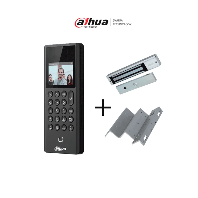 DAHUA Paquete de Control de Acceso y Asistencia con Reconocimiento Facial  +  Soporte en ZL + Cerradura Magnetica de 600 Lbs/ 280 Kg