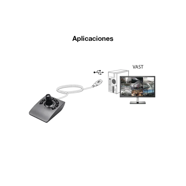 VIVOTEK AJ-001 - Control de palanca joystick para NVR, PTZ y Software VAST 2, VSS VIVOTEK con 8 teclas y conector USB image 3
