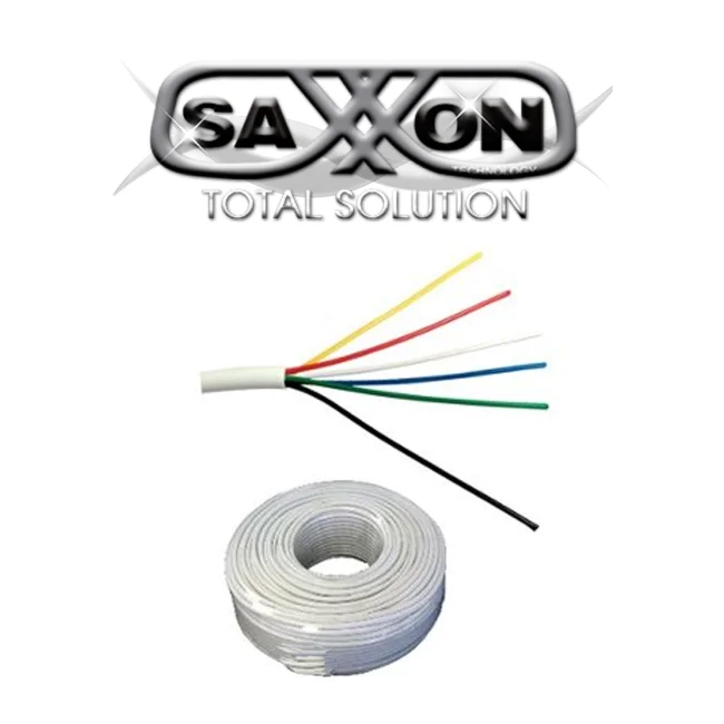 SAXXON OWAC6100J - Cable de alarma / 6 Conductores / CCA/ Calibre 22  AWG / 100 Metros / Recomendable para control de acceso / Videoportero / Audio / Reforzado