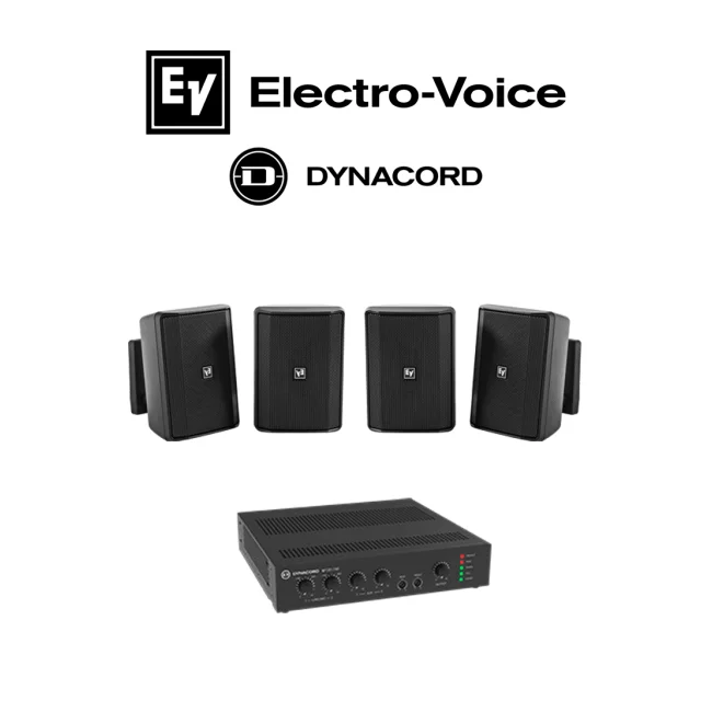ElectroVoice M_KITU1202EVIDS - Kit de Audio / Amplificador Mixer 120W / 4 Altavoces EVID-S 15W Negras
