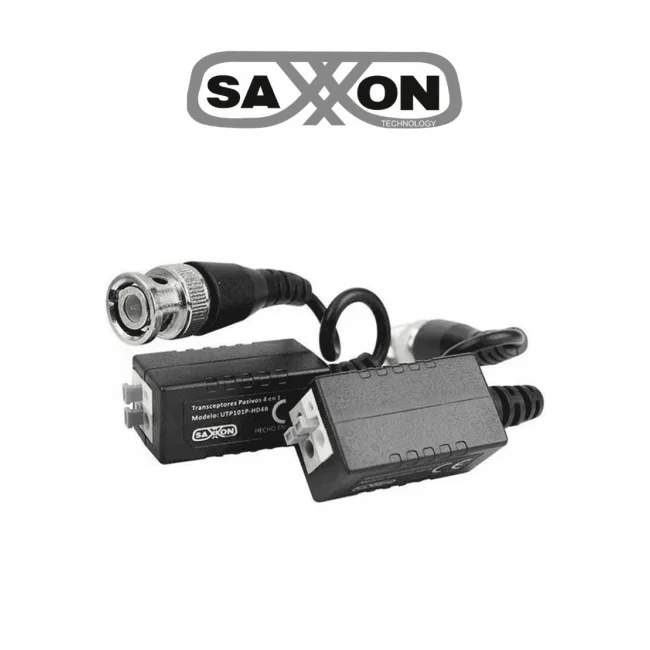 SAXXON VB-03 Par de transceptores pasivos (Video Baluns) soporta 8MP 4k a 150m, 4MP a 200m, 1080p a 250m, 720p a 300m en CVI. Compatible con HDCVI, TVI, AHD y CVBS. Incluye 1 terminal Push para fácil conexión