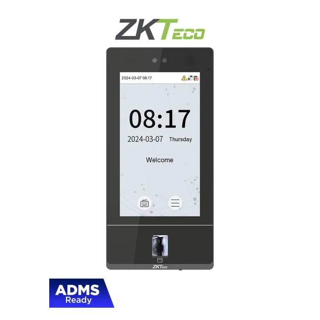 ZKTECO SenseFace 7A - Control de Acceso y Asistencia para Exterior con Pantalla Táctil de 7", 10,000 Rostros, 10,000 Huellas, 50,000 Tarjetas ID de 125 kHz, TCP/IP, IP65 y Videoportero compatible con ZKBio Zlink