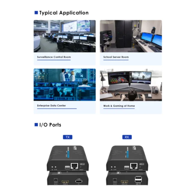 SAXXON LKV373KVM-5.0- Kit Extensor HDMI/KVM para Hasta 120 metros/ Resolución 1080p@60Hz/ Soporta Cableado con CAT 5e y 6/ 30 HZ/ 2 Puertos USB para Conectar Teclado y/o Mouse/ 5 VCD/ Plug and Play/ Punto a Punto o Punto Multipunto con Switch/ image 6