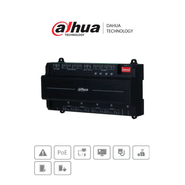 DAHUA ASC2204B-S  - Panel de Control de Acceso para 4 Puertas y 4 Lectoras/  TCP/IP/ Comunicación RS-485 y Wiegand/ 100,000 Usuarios, 3,000 Huellas y 500,000 Registros/ Soporta Interlock, Anti-passback, Desbloqueo Remoto/ Funcion WatchDog/