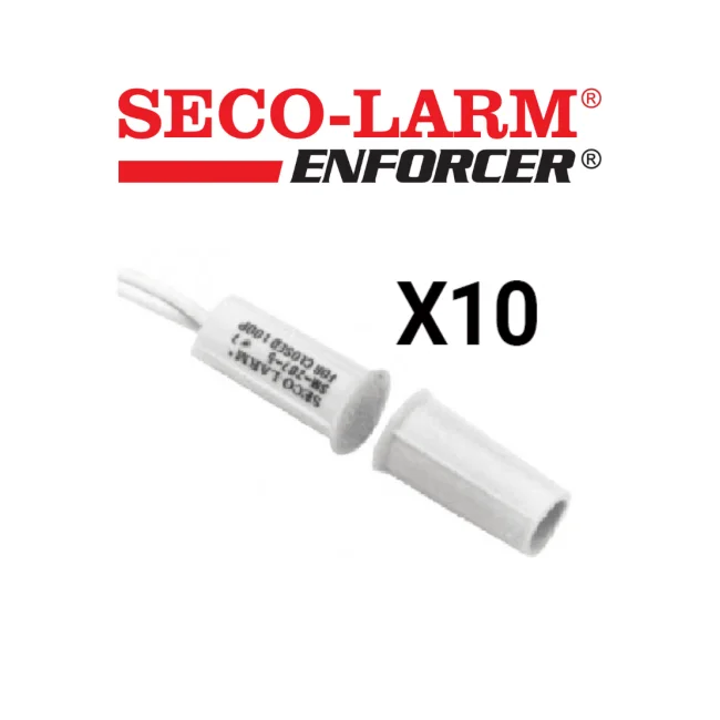 Seco-Larm 10PKW  -Paquete de 10 Contacto magneticos BLANCO Gap 3/4 de EMBUTIDO Tipo Taquete Compatible paneles DSC / RISCO / BOSCH