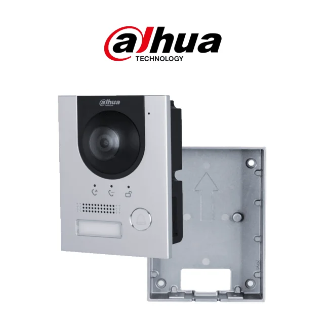 DAHUA  Paquete de Frente de calle DHI-VTO2201F-P-S2 IP 2MP/ IK 07/ IP 65/ Control de Cerradura/ Aluminio/ Compatible con App DMSS/ Apertura remota/ Alimentación a 12V+ Caja de insatalación en muro VTM115 de video portero DAHUA