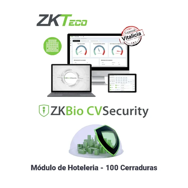 ZKTECO ZKBIOCVHOTELP100 - Licencia para Modulo de Hoteleria BioCVsecurity Capacidad 100 Cerraduras Hoteleras