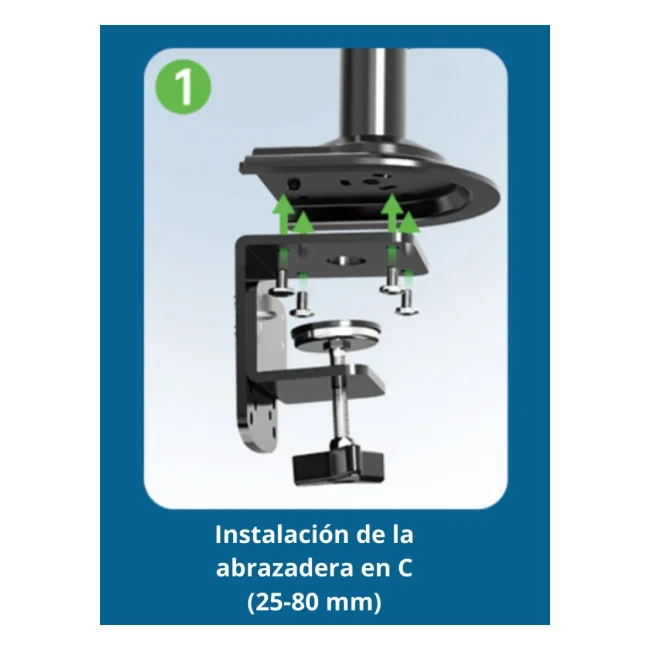 TCE H180  - Soporte de Escritorio Articulado para 2 monitores de 13 a 27" , Carga Máxima 9kg por brazo , VESA 75x75mm / 100x100mm , Ajuste de Inclinación y Rotación image 5