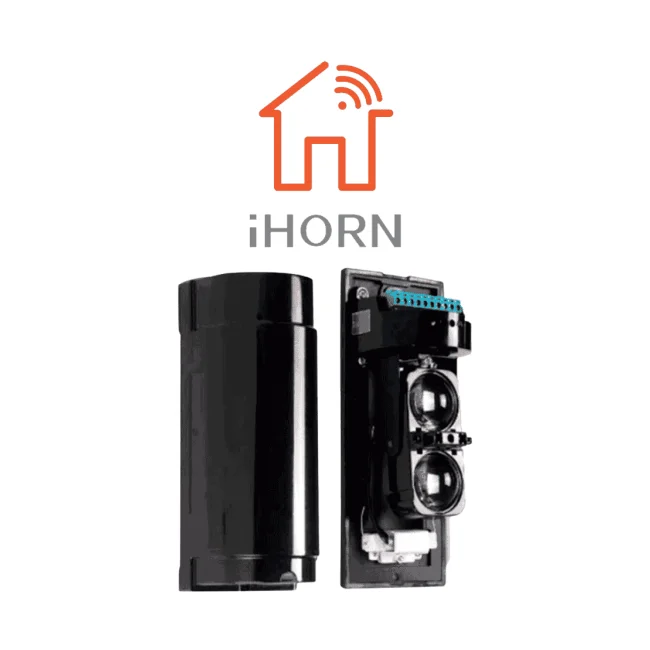 IHORN ABT60- Detector por doble haz de luz (fotocelda) / Distancia hasta 60  Mts / Velocidad de respuesta 50mS / 12 VDC compatible con paneles IHORN / RISCO / DSC / BOSCH