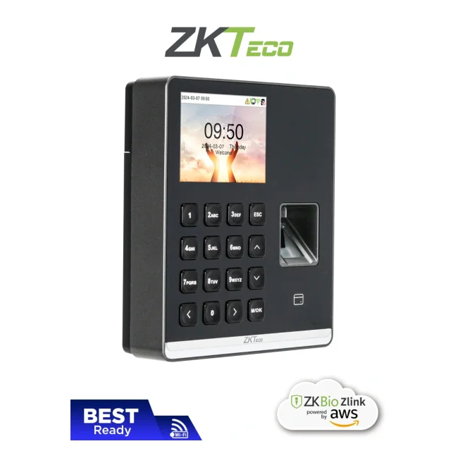 ZKTECO SenseFP M1 - Control de Asistencia con Huella Digital BioID+ (500), Tarjeta de Proximidad 125 kHz (500), Contraseña (500), 100,000 Eventos y Conexión Wi-Fi (Compatible con ZKBio Zlink)