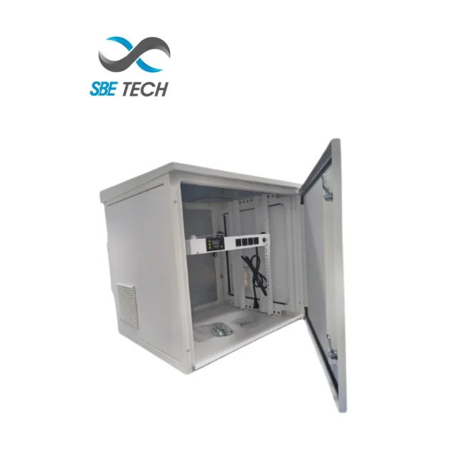 SBE TECH SBE-FRT9UR - Gabinete Exterior 19" 9 UR / Alto 60 cm / Ancho 60 cm / Profundidad 55 cm / Acero Galvanizado / Pintura Electroestática / Color Gris / IP54 /  INCLUYE 1 HERRAJE PARA FIJACION A PARED, TORRE  O POSTE
