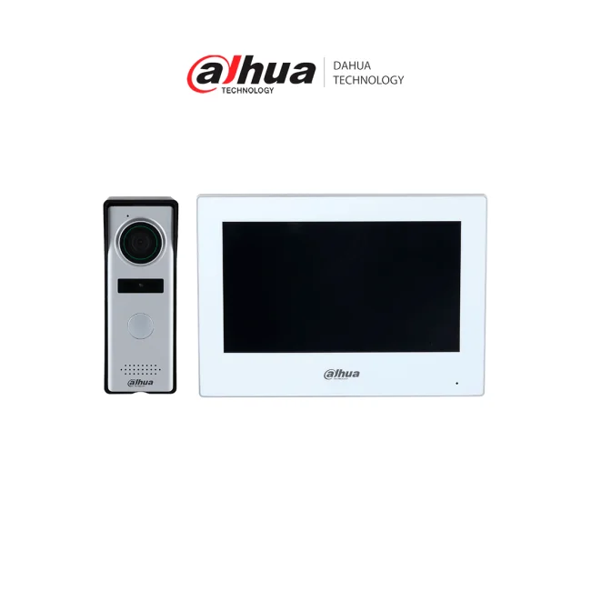 DAHUA DHI-KTH01 - Kit de Videopotero Hibrido/ Frente de Calle Analogico con Camara de 1.3 MP/ Monitor Touch de 7 Pulgadas WiFi/ 4 Hilos al Frente de Calle/ 6&1 E&S de Alarma/ Soporta Camaras IP/ Compattible App DMSS/ Apertura remota puerta /