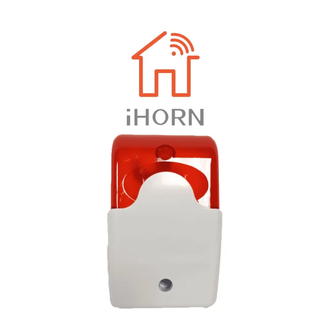 IHORN HC103 - Sirena con Estrobo color rojo / Interior / Compatible con paneles IHORN / RISCO / DSC / BOSCH / 12 V