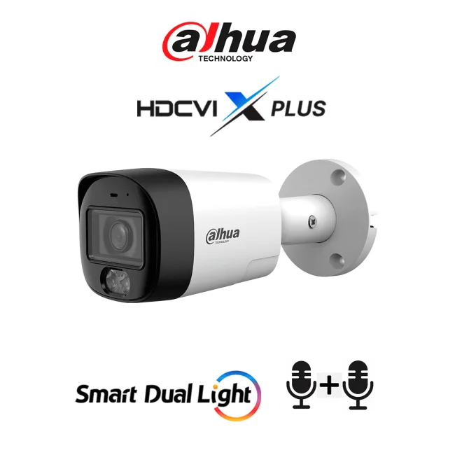 DAHUA DH-HAC-HFW1801RMN-IL-T -Cámara Bullet 4K/ HDCVI X PLUS/ Lente 2.8mm / Audio Bidireccional/ 106 Grados de Apertura/ Iluminación Dual Inteligente IR y Luz Calida de Hasta 30Mts/ WDR Real de 120 dB/ Soporta CVI & TVI & AHD & CVBS/ Metálica