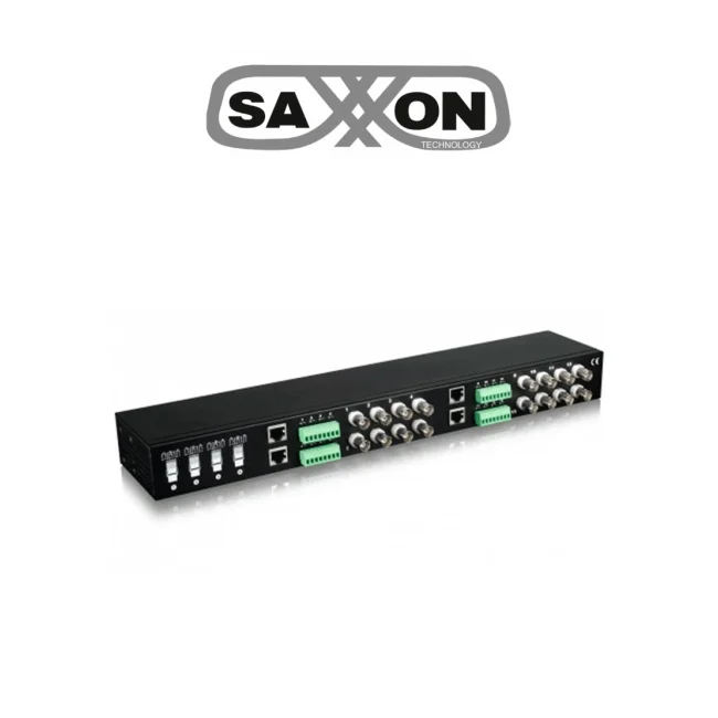 SAXXON VBMC-01 - Transceptor pasivo de 16 canales, soporta resolución hasta 4K a 150m, HDCVI/TVI/AHD/CVBS, 720p a 350m, 1080p a 200m, 4MP a 200m