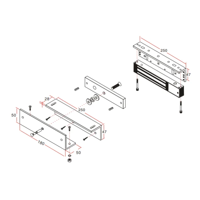 YLI YM350WS - Cerradura Magnética para Control de Acceso / Fuerza de Sujeción de 350 kg (800 lb) / Para puertas de madera, vidrio y metálicas / IP68 para uso exterior e interior image 3