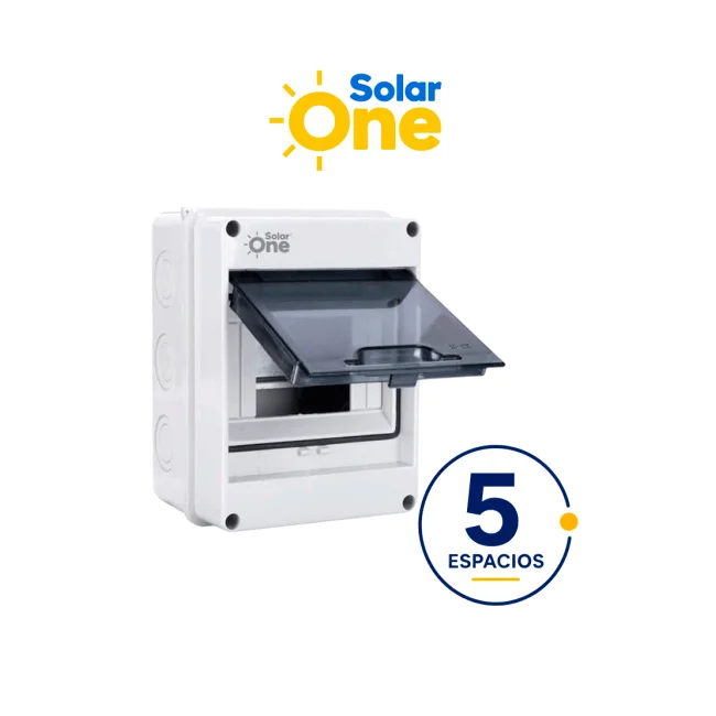 Centros de carga riel DIN Reforzado IP65 / 5 espacios / Uso Exterior protección UV / Ideal para Sistemas Eléctricos y Fotovoltaicos / Instalación flexible / Montaje riel din