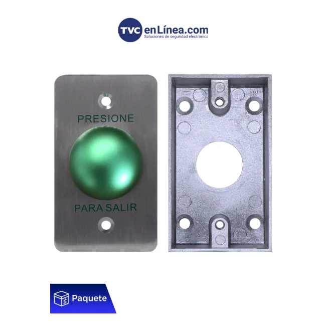 YLI PBK818A800AM - Paquete con Botón de Salida Tipo Hongo y Caja de Montaje Metálicos para Instalación Segura