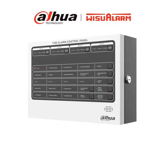 DAHUA WISUALARM HY-C102-4 -Panel de Alarma Contra Incendios/ Convencional de 4 Zonas/ Hasta 32 Detectores por Zona/ 4 Contactos Secos/ Interfaz RS-485/ Ethernet/ Cumple Norma EN54-2,EN54-4/ IP30/Alimentación 90 V CA a 270 V CA