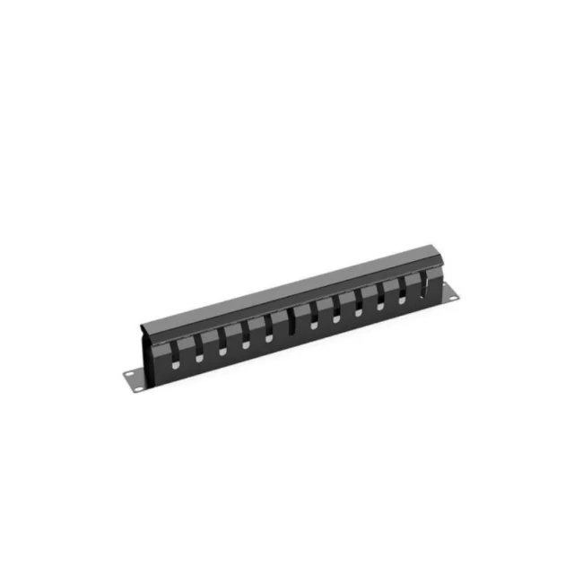 SAXXON CO-24P - Organizador de cables horizontal con tapa para rack de19" / 1U / 24 posiciones / Color Negro /  Tapa y Base Metálica
