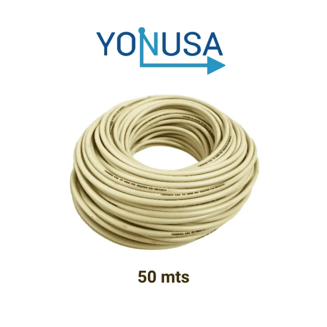 YONUSA CDA50 - Bobina de cable bujía con doble aislado de 50 mts para uso en cercas eléctricas con energizadores Yonusa/ calibre 22 AWG especial indicado para soportar de 10,000 a 12,000 V