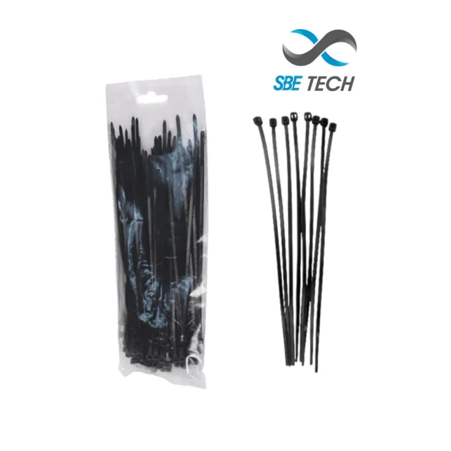 SBE TECH CN36X200BK - Cincho sujetacable 3.6x200 mm color negro, bolsa con 100 piezas, nylon