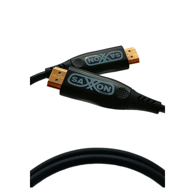 SAXXON SX10HDF047 - Cable HDMI de 10 Metros por Fibra Óptica 4K@60Hz / Fibra 4 hilos + 7 hilos cobre estañado / Compatible con HDMI 2.0 / Alta velocidad 18 Gbps / 3D / HDR / Caja de Aleación de Zinc / Calidad Premium