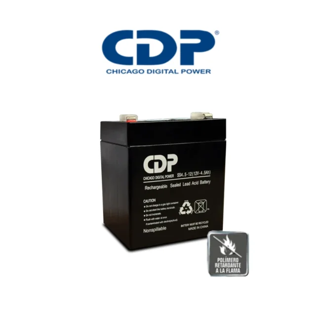 CDP B-12-4.5 SLB 12-4.5 - Batería de respaldo de 12V a 4.5AH / Batería libre de mantenimiento y fácil instalación / Compatible con CCTV y DSC