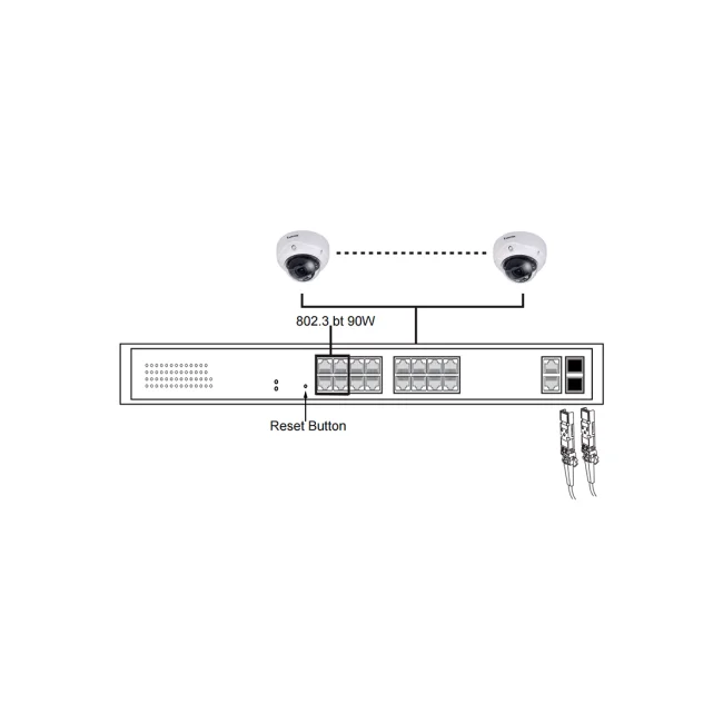 VIVOTEK AW-GEL-205A-260 - Switch PoE 20 puertos Administrable Lite, 16 puertos GE 30W PoE, 4 puertos GE 90W PoE, 2 puertos GE UTP, 2 puertos GE SFP lite, 40 Gbps, 260W totales, PoE Extendido 250 Mts, NDAA image 2