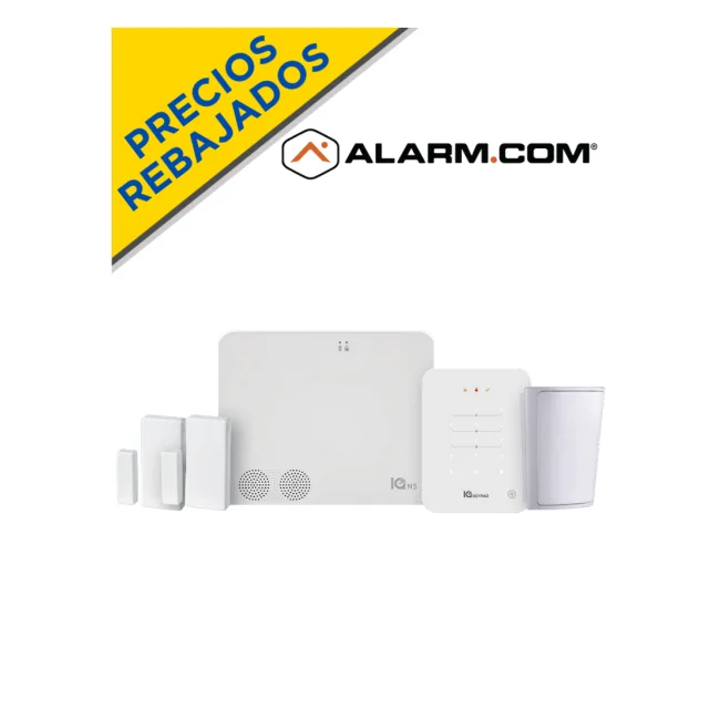 IQ NS KEYPAD PACK - Paquete que contiene Sistema de Alarma IQ NS ALARM.COM autocontenido sin pantalla, Power G 915 Mhz  1 sensor PIR inalámbrico PGP9914,  2 sensores magnéticos inalámbricos PG9303  y 1 KEYPAD