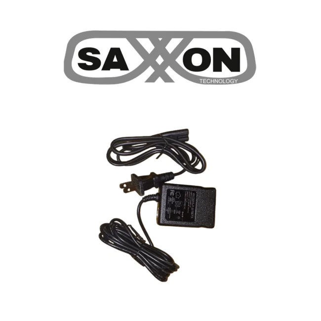 SAXXON SW00120100S10 - Fuente de Poder Regulada / 12V CC, 1 Amper / Conector Macho / Voltaje de entrada: 100-240V / Ideal para Cámaras de CCTV , Controles de Acceso y Asistencia / Cable de 95 cm /