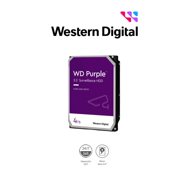 Western Digital Purple WD43PURZ disco duro interno 4 TB 5400 RPM 256 MB 3.5" Serial ATA III