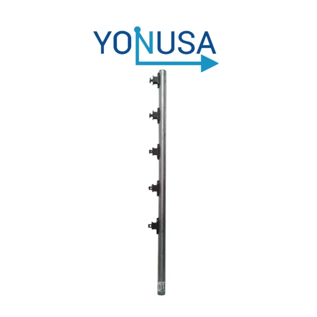 YONUSA TUBOAP101 - Poste de paso para cerco eléctrico, tubo con 5 aisladores de paso instalados/ Tubo de 1.20 mts. listo para instalación en campo