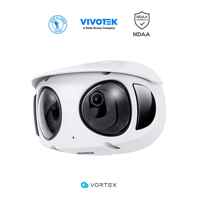 VIVOTEK MS930-EHV(1YL) - Cámara IP VORTEX Premium Series panorámica 180º exterior, 8 MP (4K), luz IR 20 m, WDR Pro, visión SNV, Smart Motion, micrófono integrado, VCA, IP66, IK10, almacenamiento interno 512GB, NDAA.