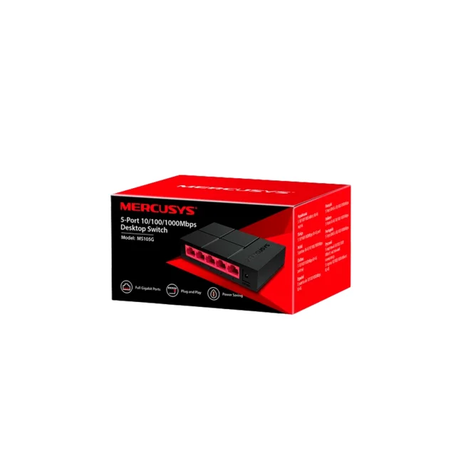 Mercusys MS105G dispositivo de redes No administrado Gigabit Ethernet (10/100/1000) Negro image 8