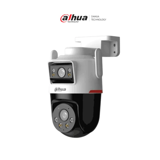 Dahua DH-IPC-PTS2349B3-SW-E2-PV-Cámara IP PT Wifi Dual de 6MP,2 Lentes de 3MP, WizColor/ Detección inteligente de doble canal/Luz cálida de 40m, Microfono yAltavoz Integrados/IA/Autotracking/Disuación activa/Ranura MicroSD/IP66