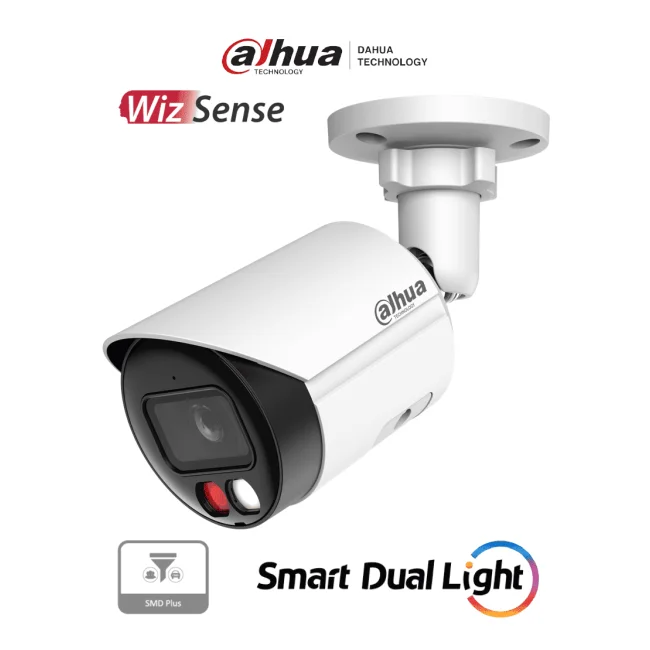 DAHUA IPC-HFW2649SP-S-IL - Cámara IP Bullet de 6 megapíxeles/ Lente 2.8mm/ 112 grados de apertura/ WizSense/ 30 metros de IR y Luz visible/Micrófono integrado/ IP67/ PoE/ Ranura Micro SD/ Protección perimetral/