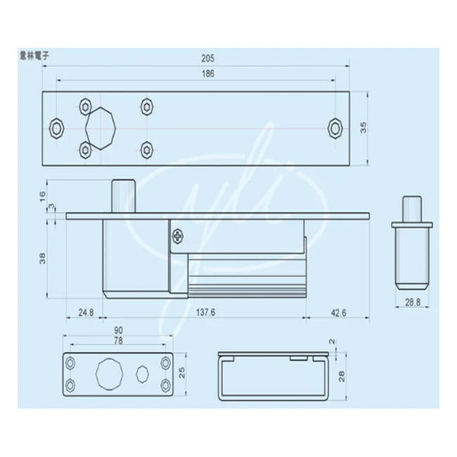 YLI YB300PACK - Paquete de cerradura de perno para control de acceso de puertas con retardo configurable de 3, 6 y 9 segundos incluye soporte de instalacion modelo YM600/ Voltaje dual 12 o 24 VDC image 5