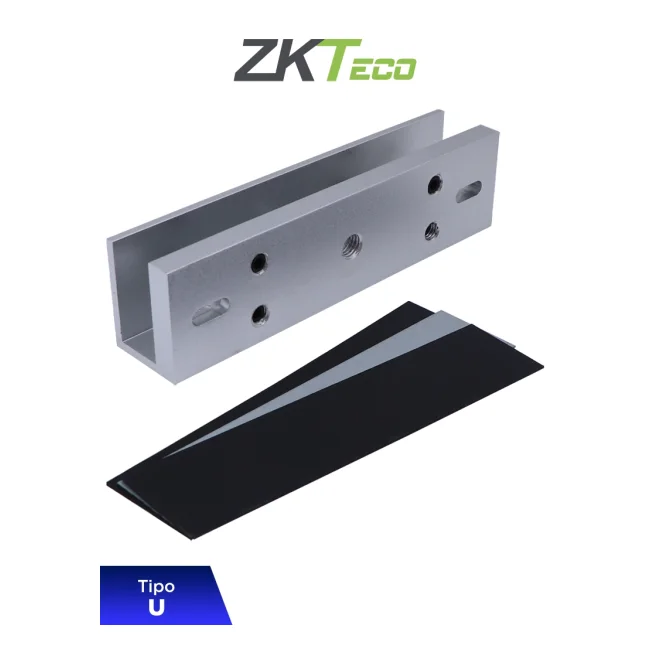 ZKTECO LMB120U - Soporte de Montaje para Puertas de Vidrio sin Marco, Tipo U, Aluminio Anodizado, Compatible con Cerradura Magnética LM120
