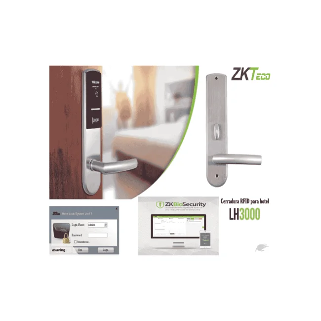 ZKTECO LH3000L - Cerradura Izquierda para Hotel con Tecnología Mifare 13.56 MHz, Compatible con Puertas de 40 a 55 mm de Grosor, 2 Pestillos de Seguridad, Fabricada en Acero Inoxidable, Capacidad de Registro de 224 Eventos image 4