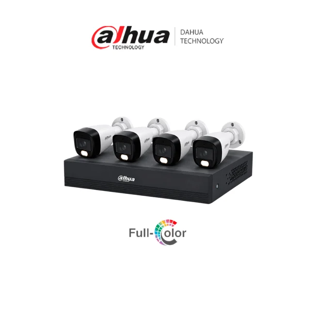 DAHUA DH-KIT/XVR1B04-I/T/4-HFW1209CN-A-LED-0280B- Kit de 4 canales Full Color de 2 MP. Incluye 4 cámaras HFW1209CN-A-LED-0280B, DVR Cooper-I WizSense, con IA, H.265+, y 4 canales + 1 IP (o hasta 5 canales IP). Búsqueda avanzada de humanos