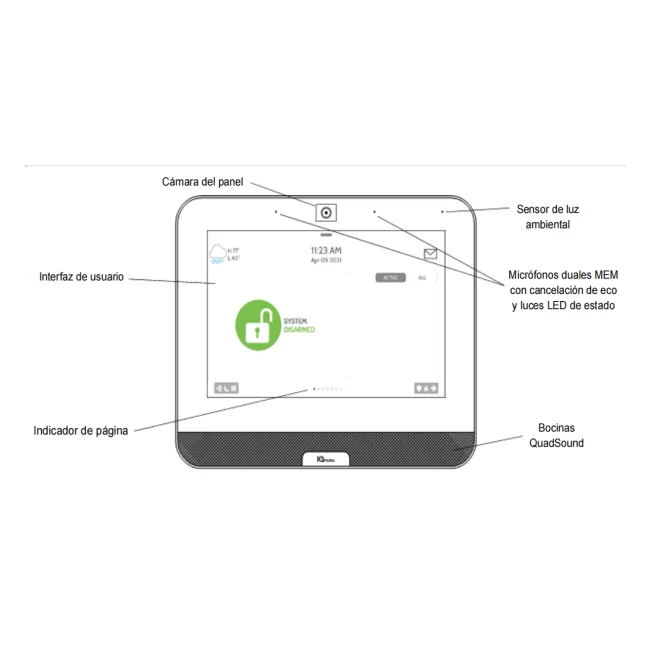 QOLSYS IQ4 PACK - Paquete de Alarma IQPanel4 incluye Panel Autocontenido, con Pantalla Táctil de 7", Power G 915 Mhz+Qolsys S-Line 319.5 Mhz. 4 Bocinas integradas, 2 Magnéticos Inalámbricos PG9303 y 1 PIR Inalámbrico PGP9914 image 2