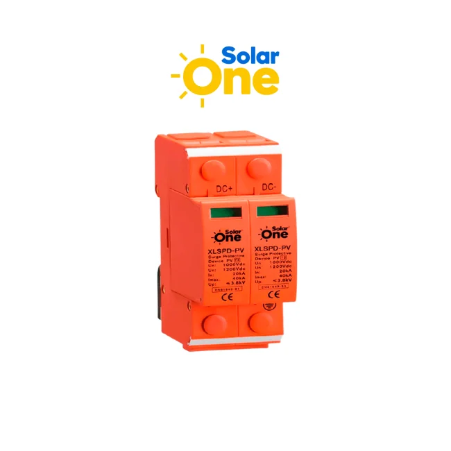 Protector de Descargas Atmosféricas 2 Polos 1000 VDC  - SPD de corriente continua diseñado para sistemas fotovoltaicos / Montaje en riel Din