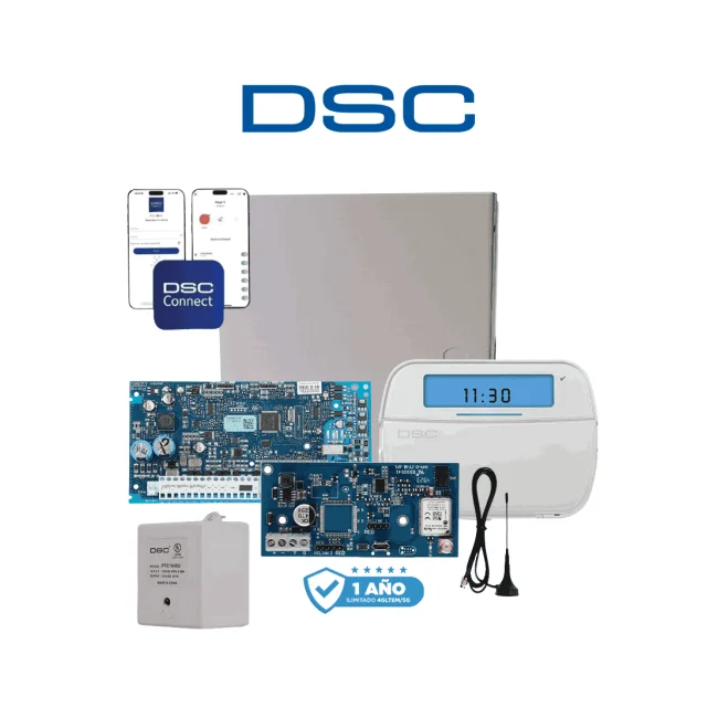 DSC NEO-ICONO-LE4050M- Kit Neo 32 Zonas  Panel HS2032/ Teclado Iconos HS2ICN/  Fuente PTC1640U / Gabinete GMX003 / Comunicador LE4050m con 1 año de servicio