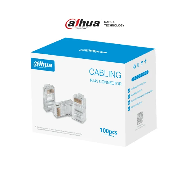 DAHUA DH-PFM976-631 - Caja con 100 Plugs RJ45 Cat6/ Chapado de Oro de 15 U"/ Clasificación de Resistencia al Fuego UL94V-2/
