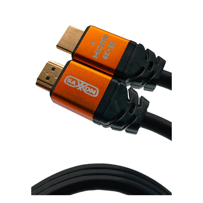 SAXXON SX050HDC - Cable HDMI de 5 metros de alta velocidad  / Versión 2.0 / Resolución 4K / Canal de retorno de audio (ARC) / Video 3D / Blindado para reducir interferencias / Chapado en oro / Alta resistencia y durabilidad.